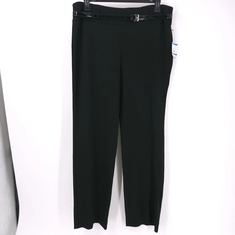 Kasper High Rise Pull On Boot Leg Dress Pant with Belt Black Womens XL NWT - Picture 2 of 11